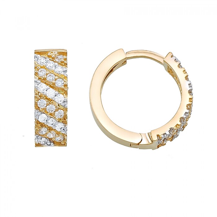 Arnigold - 13 mm Çaplı Sarı Beyaz Altın Küpe 14 Ayar