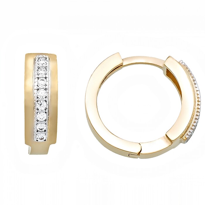 Arnigold - 13 mm Çaplı Sarı Beyaz Altın Küpe 14 Ayar