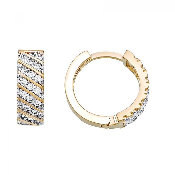 Arnigold - 13 mm Çaplı Sarı Beyaz Altın Küpe 14 Ayar