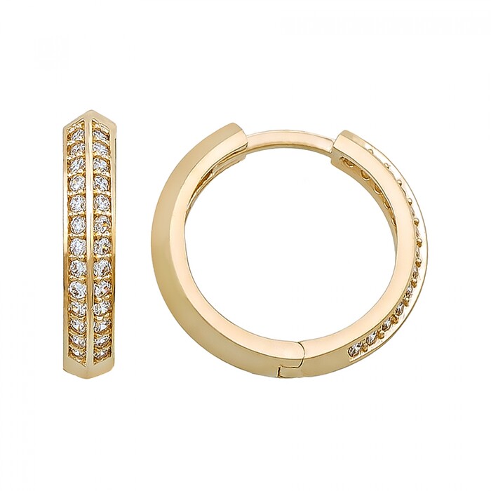 Arnigold - 15 mm Çaplı Sarı Altın Küpe 14 Ayar