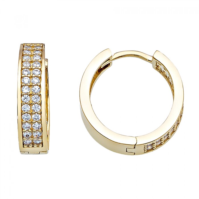 Arnigold - 15 mm Çaplı Sarı Altın Küpe 14 Ayar