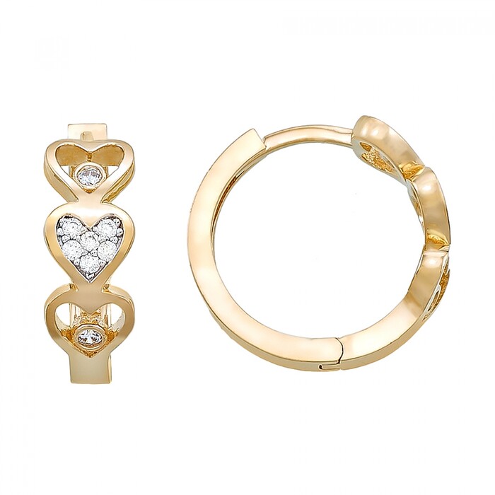 Arnigold - 15 mm Çaplı Sarı Beyaz Altın Küpe 14 Ayar