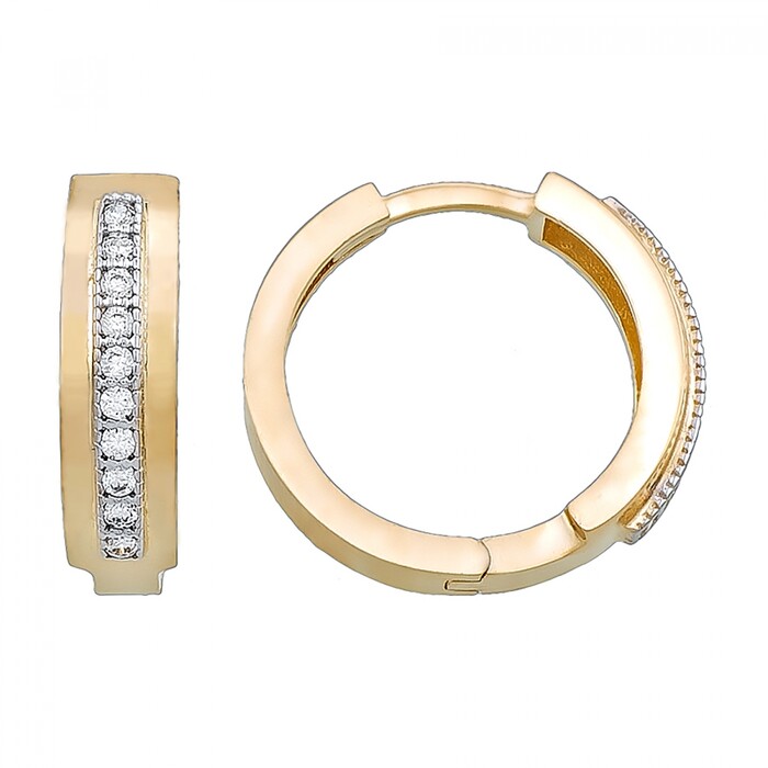 Arnigold - 15 mm Çaplı Sarı Beyaz Altın Küpe 14 Ayar