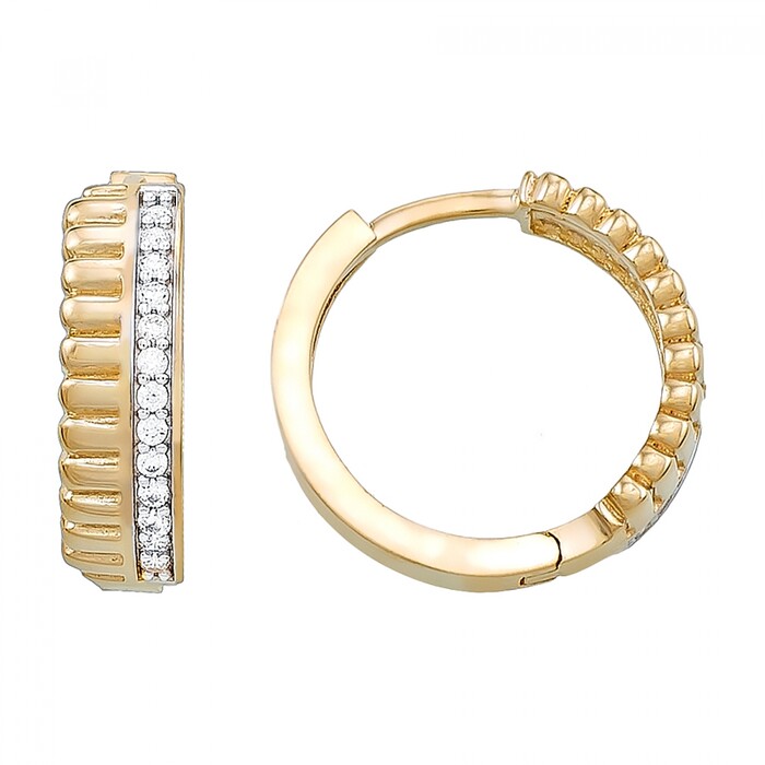 Arnigold - 15 mm Çaplı Sarı Beyaz Altın Küpe 14 Ayar