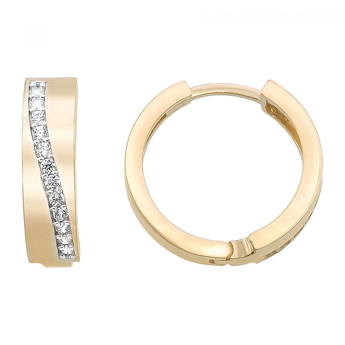 Arnigold - 15 mm Çaplı Sarı Beyaz Altın Küpe 14 Ayar