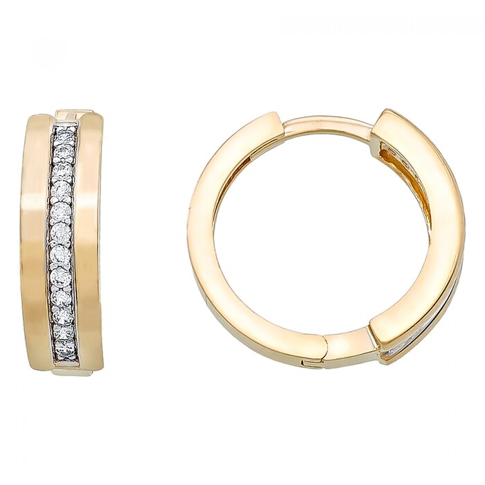 Arnigold - 15 mm Çaplı Sarı Beyaz Altın Küpe 14 Ayar