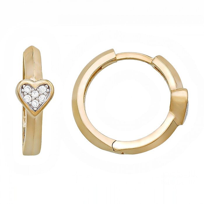 Arnigold - 15 mm Çaplı Sarı Beyaz Altın Küpe 14 Ayar