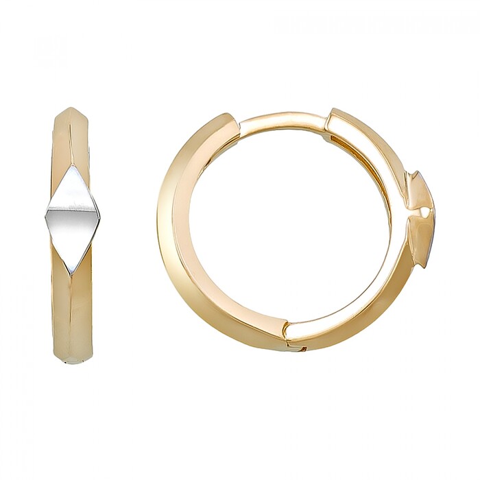 Arnigold - 15 mm Çaplı Sarı Beyaz Altın Küpe 14 Ayar