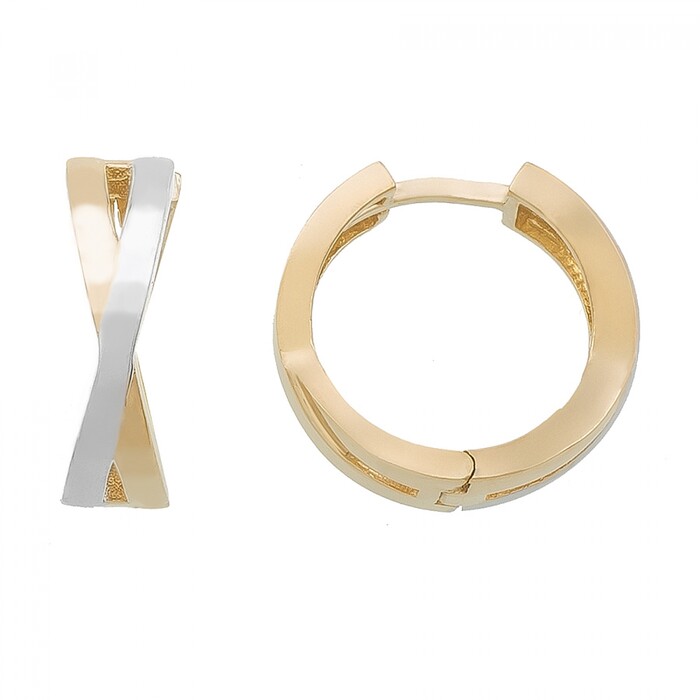 Arnigold - 15 mm Çaplı Sarı Beyaz Altın Küpe 14 Ayar