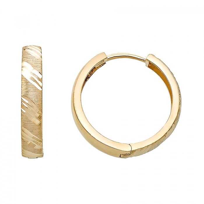 Arnigold - 17 mm Çaplı Sarı Altın Küpe 14 Ayar