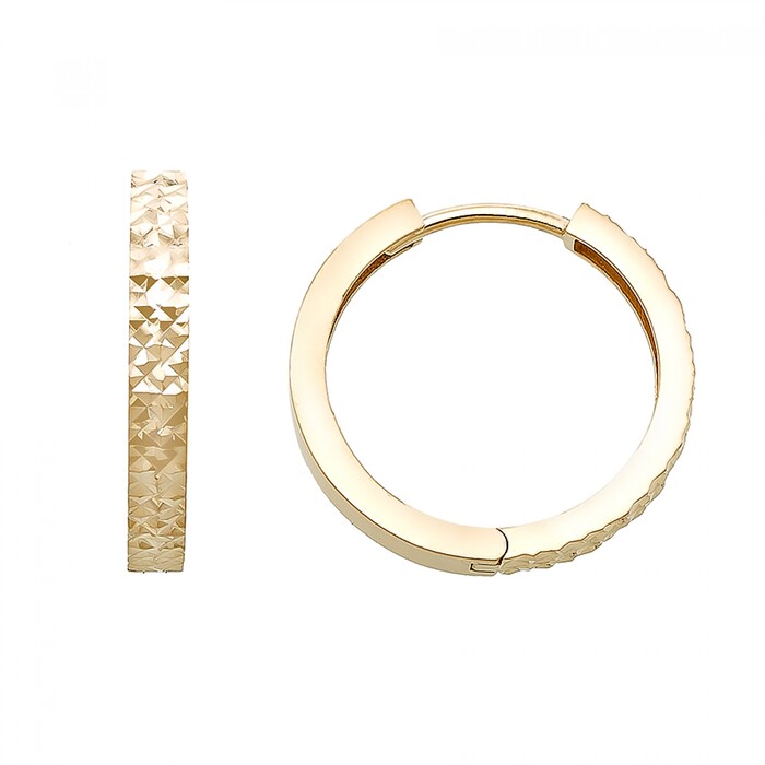 Arnigold - 17 mm Çaplı Sarı Altın Küpe 14 Ayar