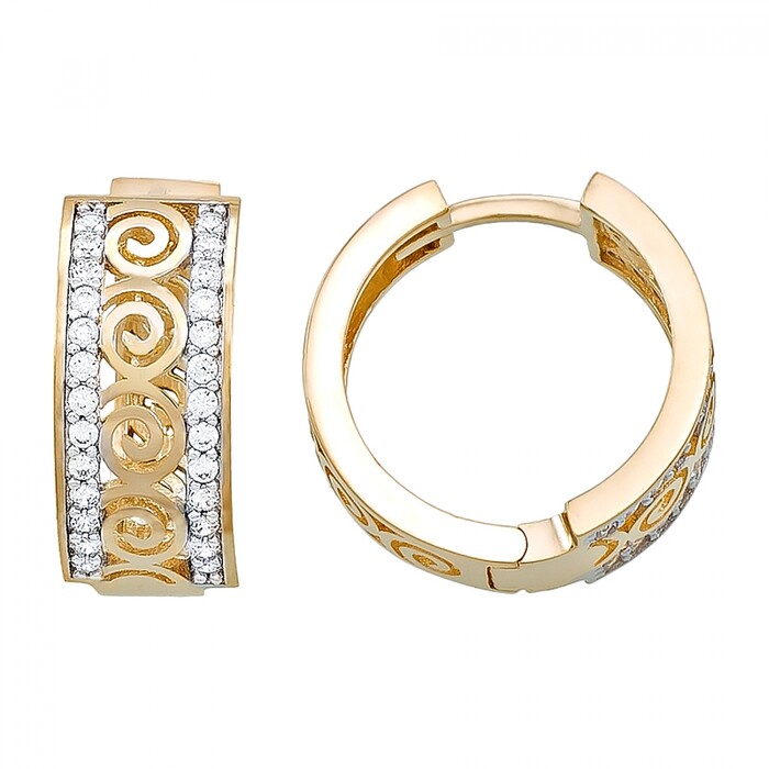 Arnigold - 15 MM DIAMETER YELLOW WHITE GOLD EARRING 14K