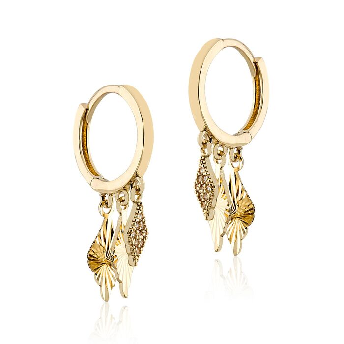 Mirrored Diamond Green Gold Earrings 14K
