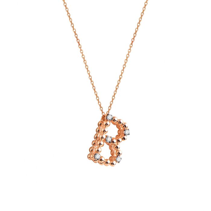 B Diamond Letter Necklace 14K