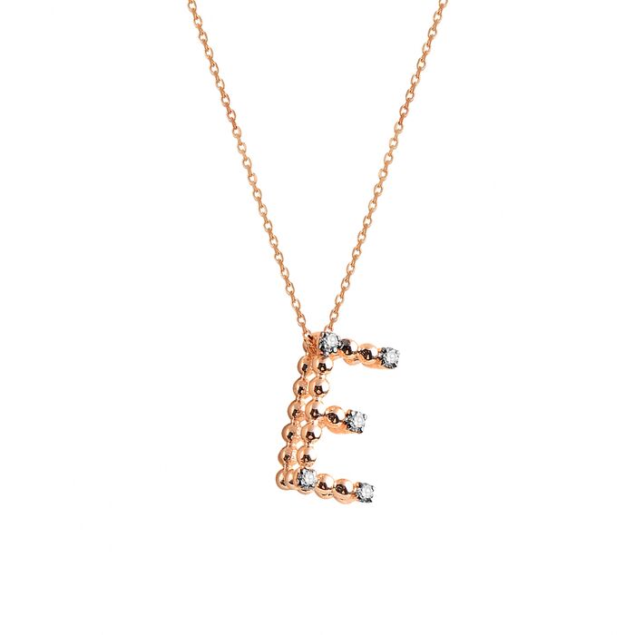 E Diamond Letter Necklace 14k