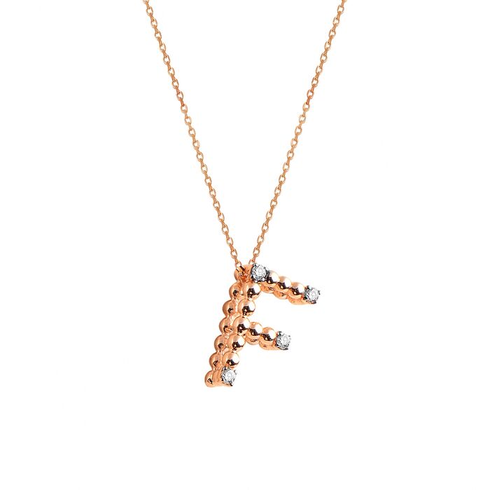 F Diamond Letter Necklace 14k