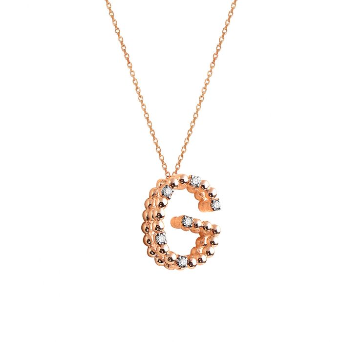 G Diamond Letter Necklace 14k