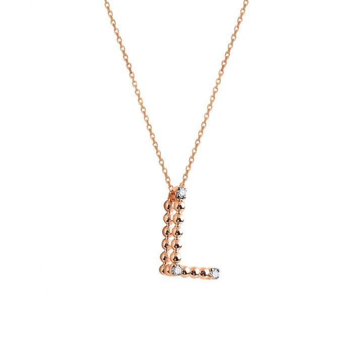 L Diamond Letter Necklace 14k