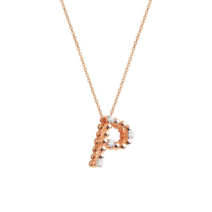 P Diamond Letter Necklace 14k