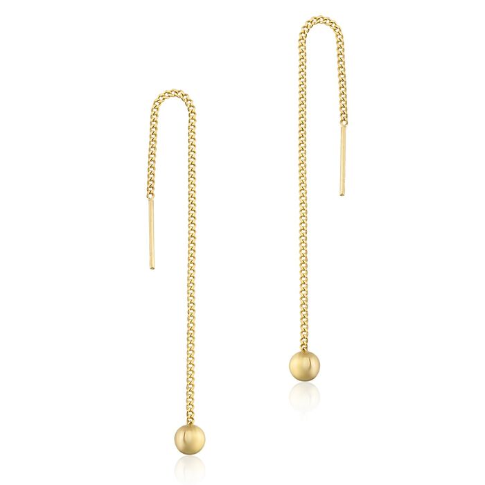 Chain Ball Gold Earrings 14K