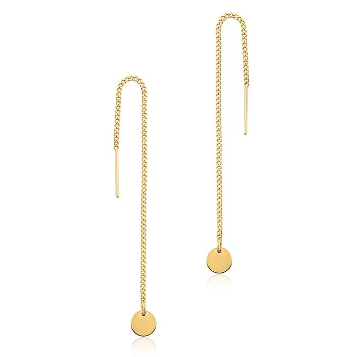 Chain Plate Gold Earrings 14K