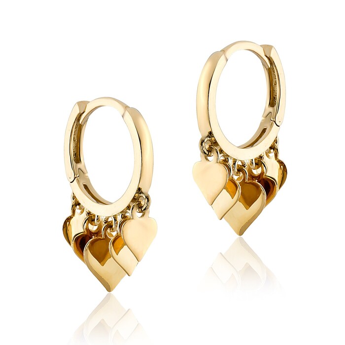 Arnigold - Kalpli Shakira Yeşil Altın Küpe 14 Ayar