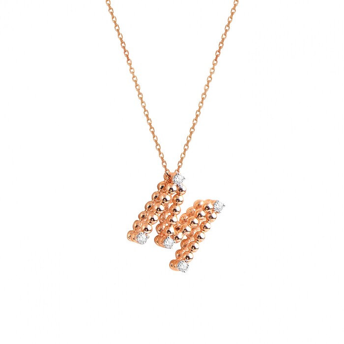 Arnigold - M Pırlanta Harf Kolye 14 Ayar