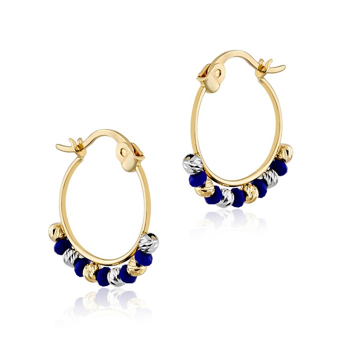 Arnigold - Mini Toplu Yeşil Beyaz Altın Küpe 14 Ayar