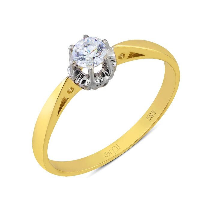 Solitaire Yellow/White Gold Ring
