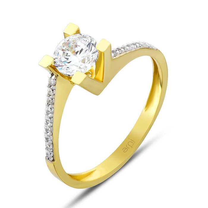 Arnigold - Tektaş Sarı Beyaz Altın Yüzük 14 Ayar ART - 180